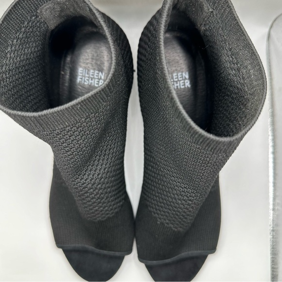 Eileen Fisher sz8.5 Croft open toe Mesh Knit Black Sandal Shoes Summer Elegant - Picture 4 of 15
